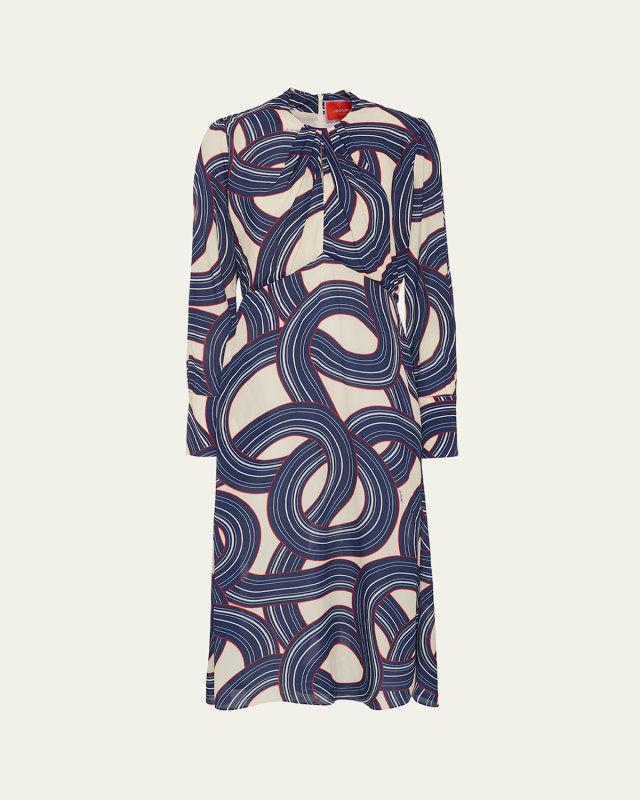 Eve Abstract Long Sleeve Midi Dress